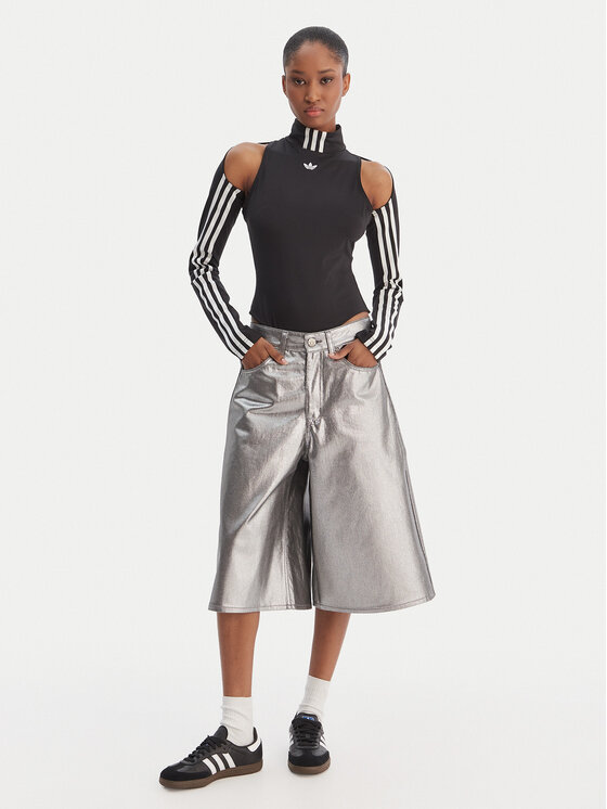 adidas adidas Džínsové šortky Firebird Jorts KD2930 Strieborná Regular Fit