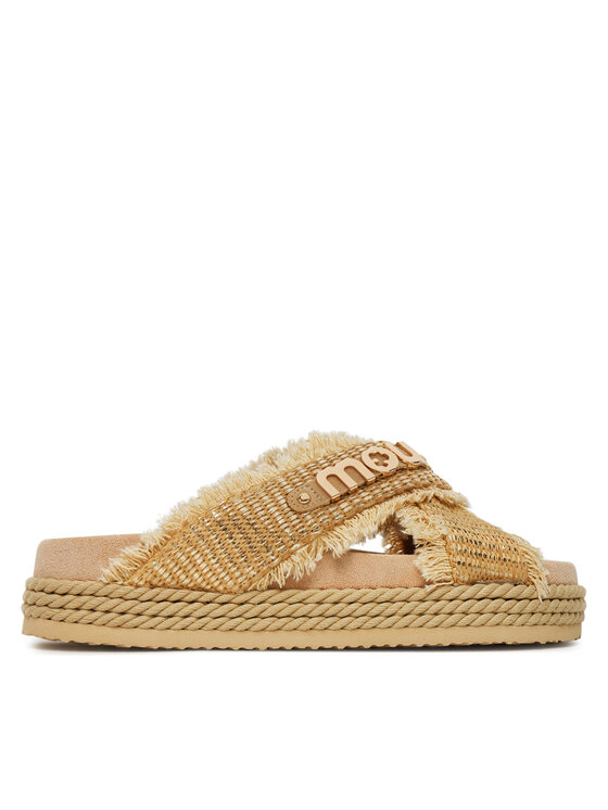 Mou Mou Pantoletten Criss-cross MU.SW451009K Beige