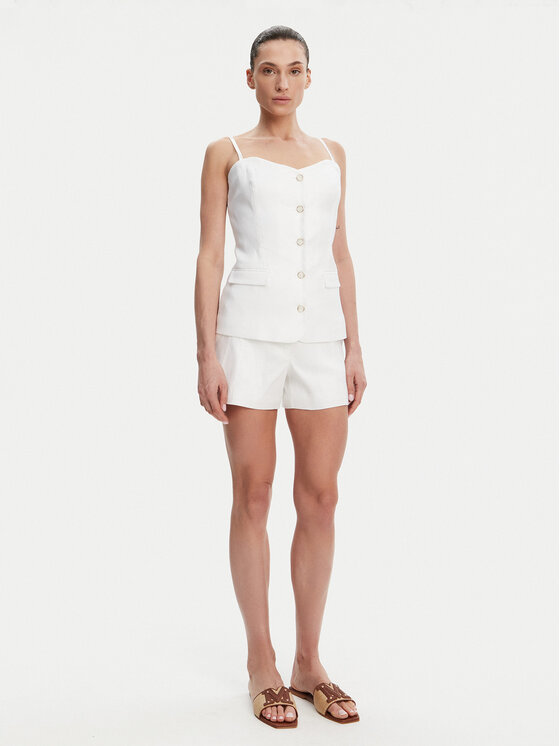 Guess Guess Pantalon scurți din material W5GD1W WH5L2 Alb Regular Fit