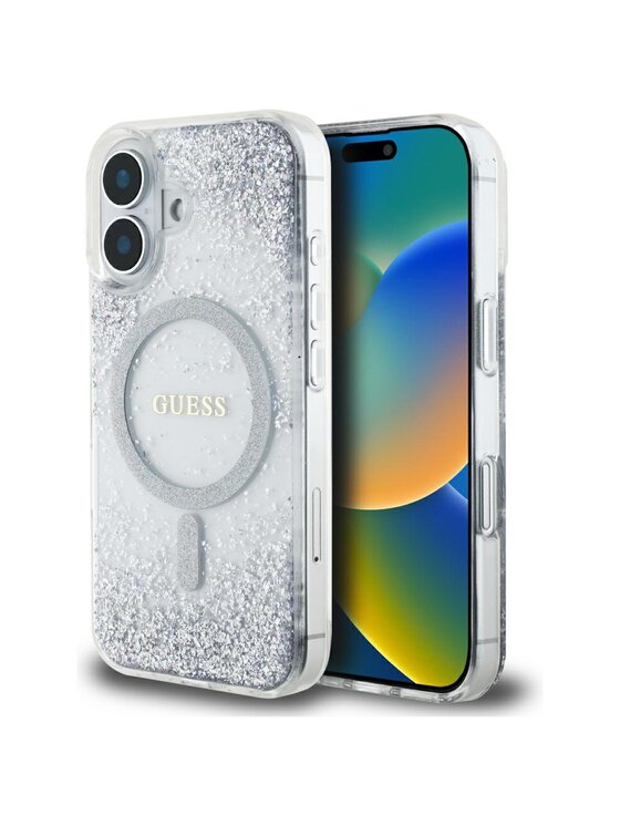 Guess Guess Etui na telefon HC Resin Bottom Glitter Srebrny