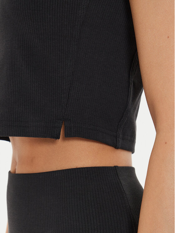 adidas adidas Majica Lounge Ribbed IT2547 Črna Slim Fit