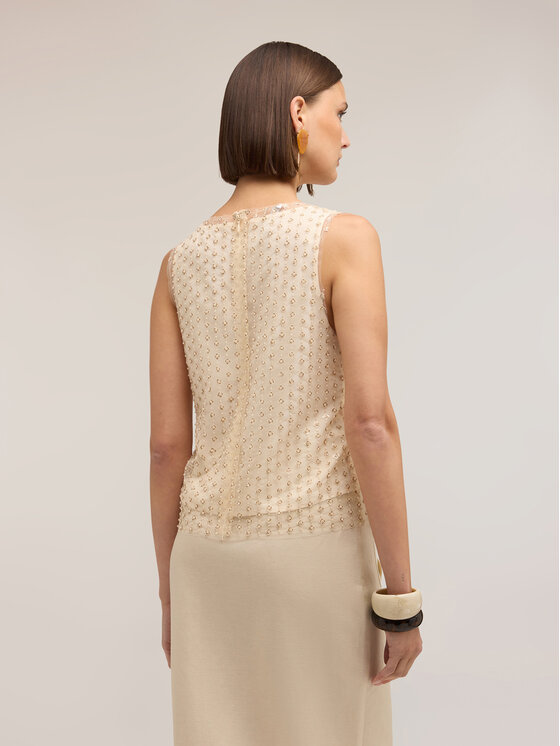 Motivi Motivi Blusa 2030Q001932N002 Crema Cropp Fit