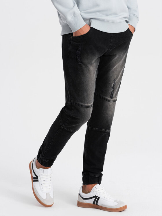 Ombre Ombre Jeansy OM-PADJ-0153 Černá Fitting Fit