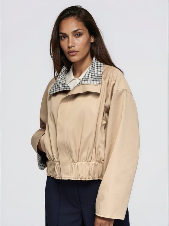 Ombre Ombre Kurtka przejściowa OW-JT-E0017 Beżowy Oversize