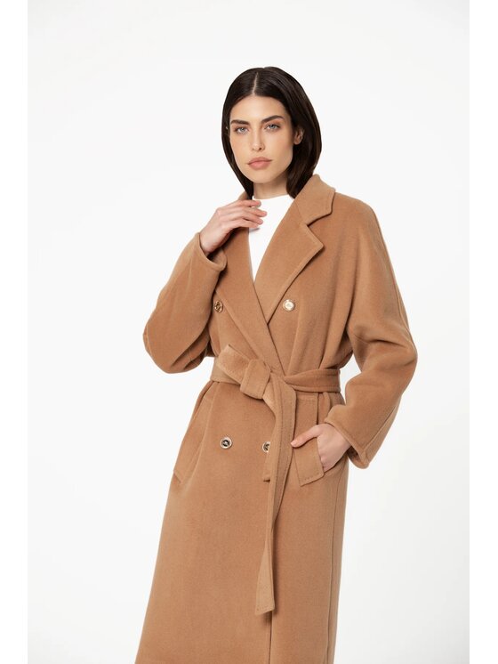 GIODORO GIODORO Μάλλινο παλτό M Καφέ Straight Fit