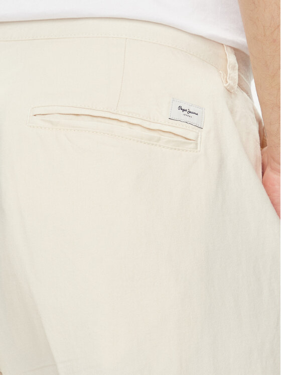 Pepe Jeans Pepe Jeans Chino Relaxed Pleated Linen Pants - 2 PM211700 Écru Relaxed Fit