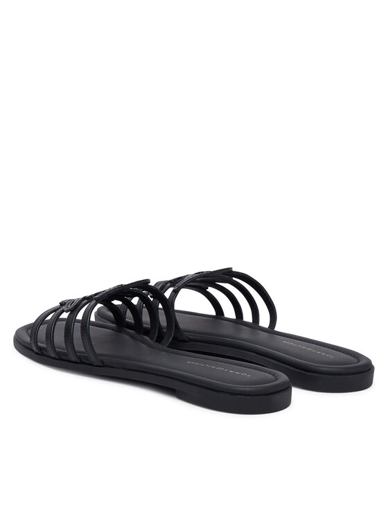 Tommy Hilfiger Tommy Hilfiger Παντόφλες Th Script Flat Mule Lth FW0FW09368 Μαύρο
