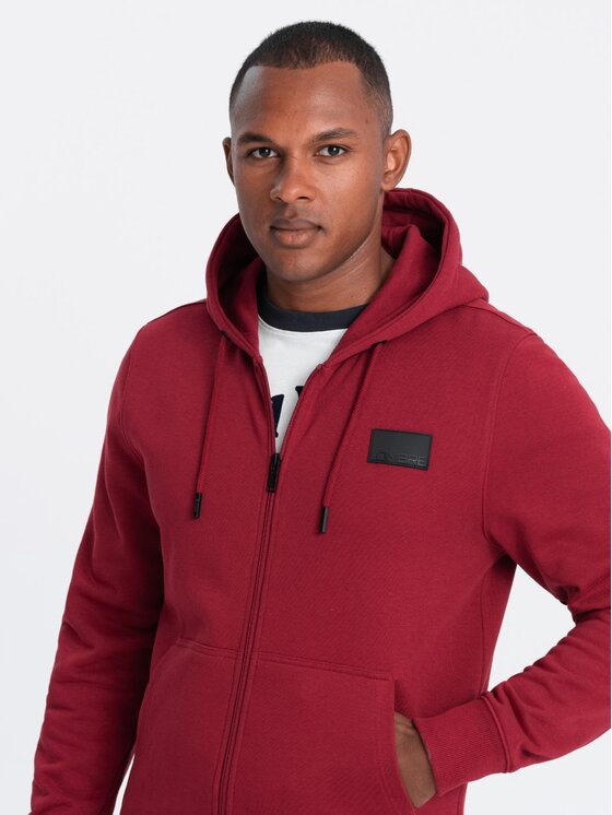 Ombre Ombre Mikina OM-SSZP-0140 Červená Regular Fit