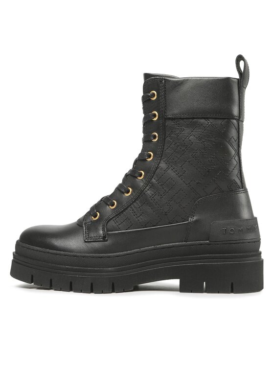 Tommy Hilfiger Tommy Hilfiger Bakancs Lace Up Zip Boot Monogram FW0FW06849 Fekete