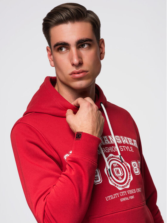 Ombre Ombre Bluza B1714 Czerwony Regular Fit