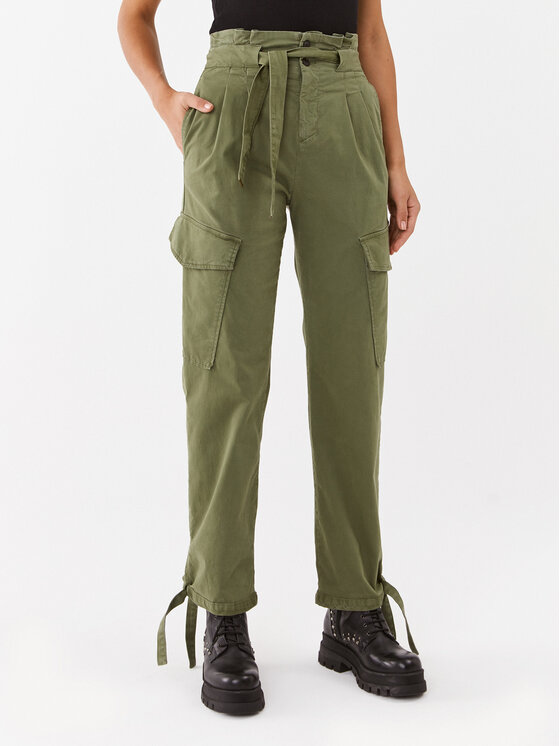 PINKO Pinko Auduma bikses 101786 A15L Zaļš Regular Fit