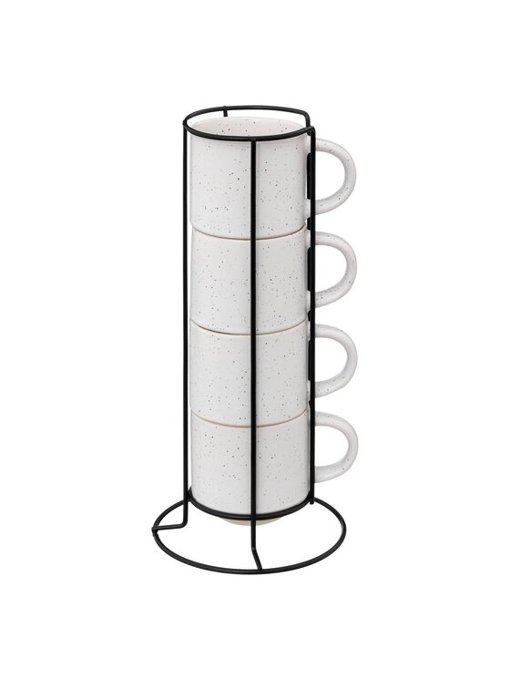 MIAhome MIAhome Komplet filiżanek na stojaku 200 ml SHANE Biały