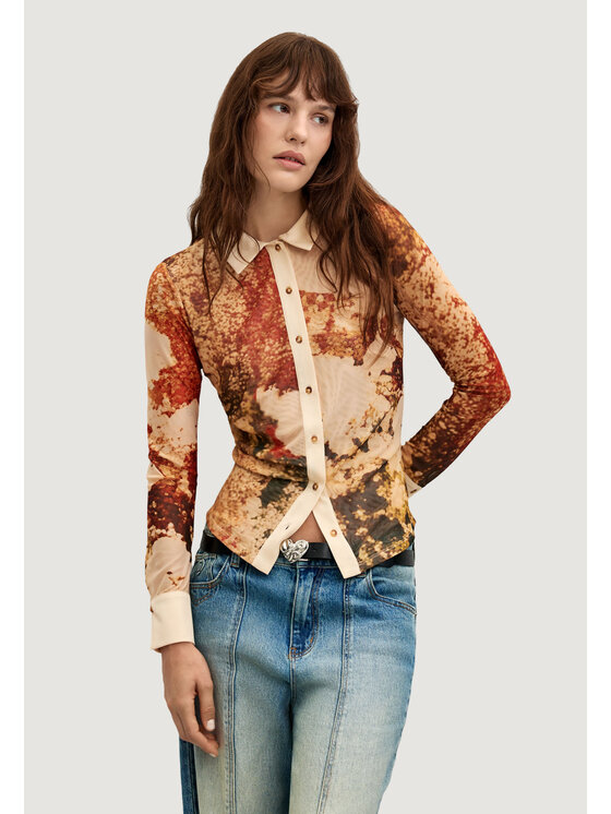Desigual Desigual Πουκάμισο TS_ATENAS Μπεζ Casual Fit
