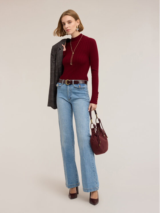 Motivi Motivi Cardigan M552W003655N036 Bordeaux Slim Fit