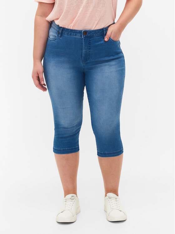 Zizzi Capri nohavice O10305H Modrá Slim Fit