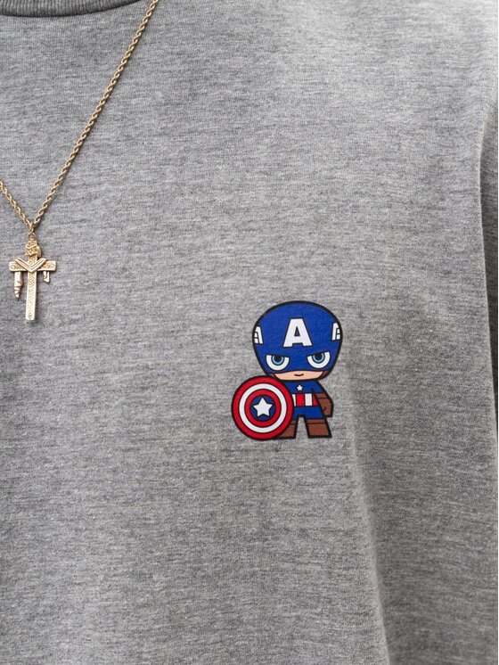 Marvel Marvel T-Shirt Koszulka Z Krótkim Rękawem Męska Szara Marvel Comics Kapitan Ameryka M Szary Regular Fit