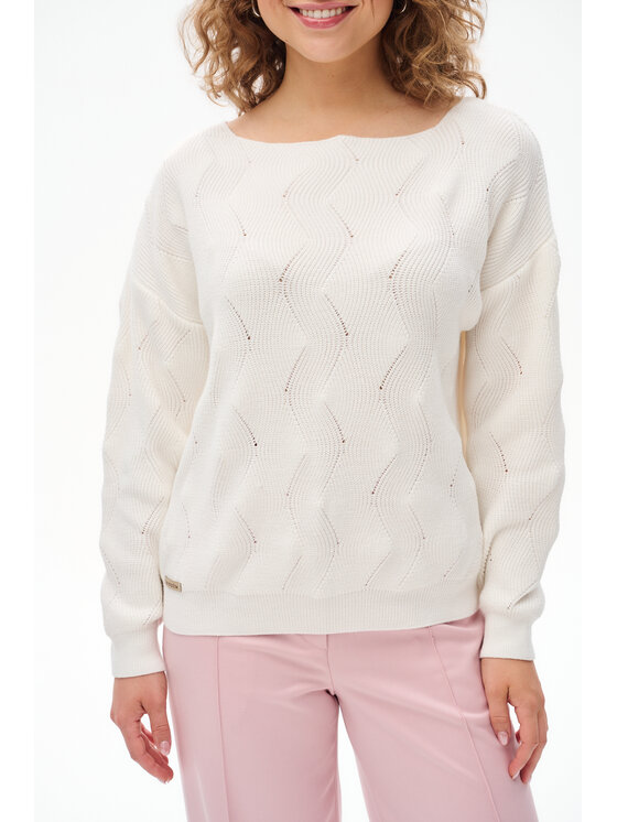 blue shadow blue shadow Sweter Reso Biały Regular Fit