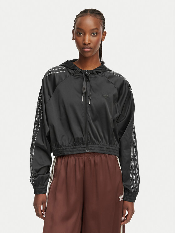 adidas Bluză Pearl Cropped KC7864 Negru Loose Fit