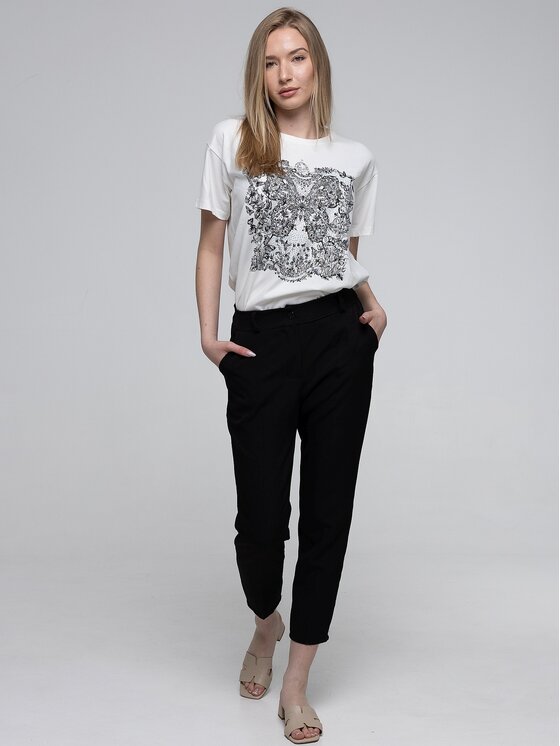 Perso Perso Spodnie materiałowe PTE233753F Czarny Regular Fit