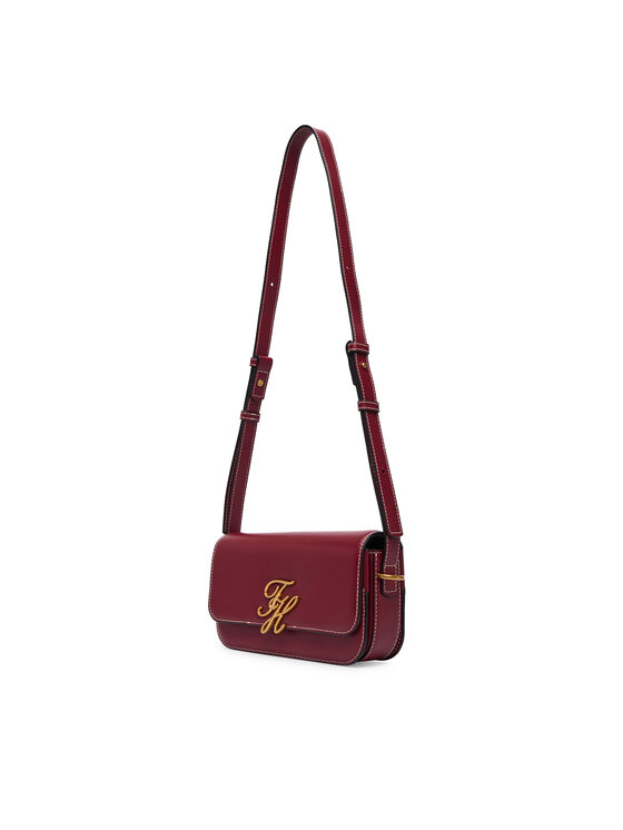 Tommy Hilfiger Tommy Hilfiger Дамска чанта Th Script Flap Crossover AW0AW18399 Бордо