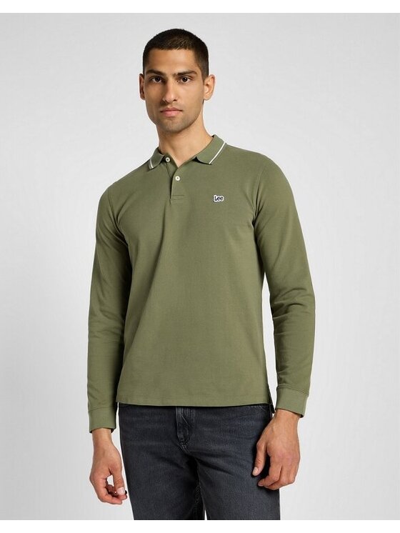 Lee Lee T-Shirt LS PIQUE POLO Zielony Regular Fit