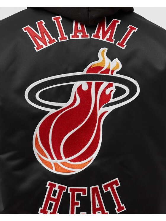 Mitchell & Ness Mitchell & Ness Bomber HEAVYWEIGHT SATIN JACKET MIAMI HEAT Nero Regular Fit