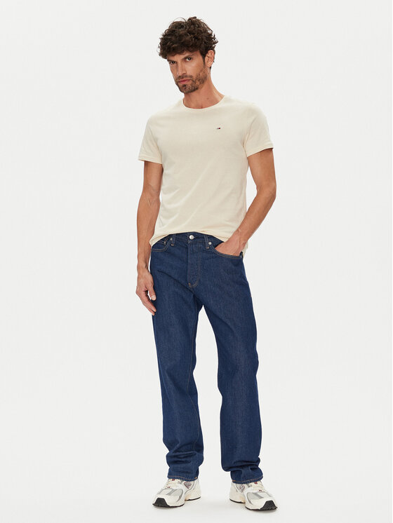 Tommy Jeans Tommy Jeans Marškinėliai DM0DM04411 Smėlio Slim Fit