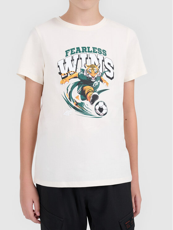 4F 4F T-Shirt 4FJWAW26TTSHM3513-11S Biały Basic Fit
