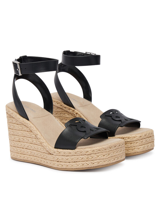 Calvin Klein Calvin Klein Еспадрили Wedge Espad 70 Embl Lth HW0HW02897 Черен