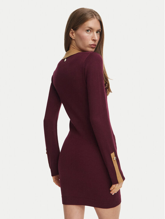 Fracomina Fracomina Плетена рокля FR26WD5013K50401 Бордо Regular Fit