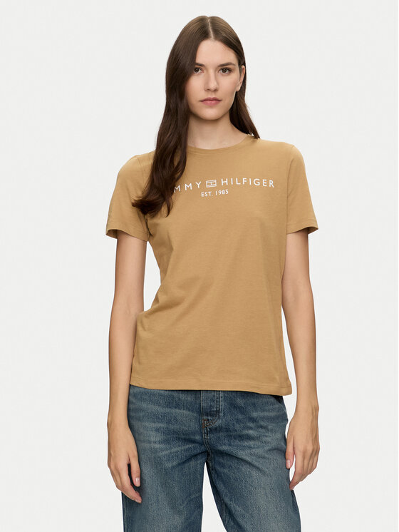 Tommy Hilfiger T-shirt Logo WW0WW40276 Beige Regular Fit, taglia : M