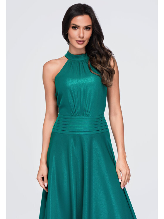 Ombre Ombre Sukienka wieczorowa LA-OM-DLR411 Zielony ciemny Regular Fit