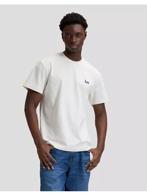 Lee Lee T-Shirt SS SMALL LOGO TEE Biały Relaxed Fit