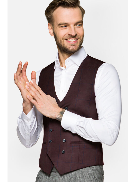 Lancerto Lancerto Kamizelka Zurich Bordowy Regular Fit