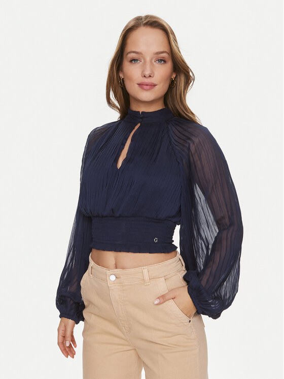 Guess Guess Bluza Bianca W4RH69 WDW52 Mornarsko modra Regular Fit