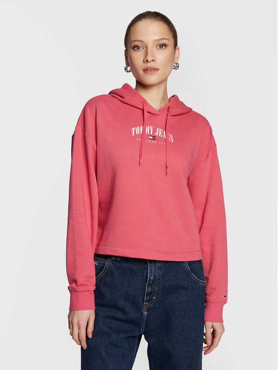 Tommy Jeans Sweatshirt Essential Logo DW0DW14852 Rose Relaxed Fit |  Modivo.fr