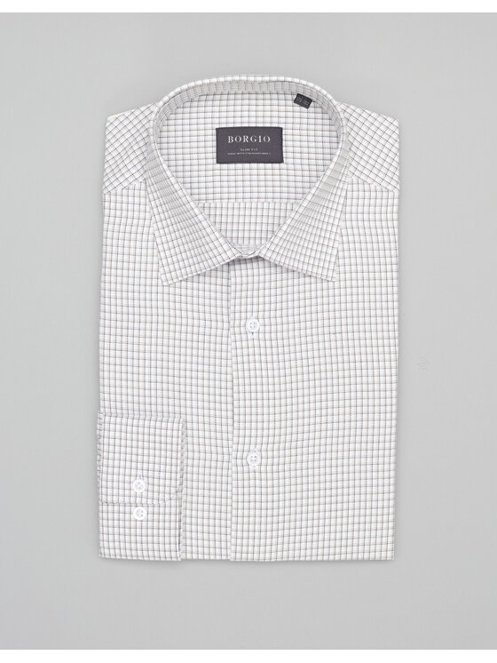Borgio Borgio Koszula 00456 Beżowy Slim Fit