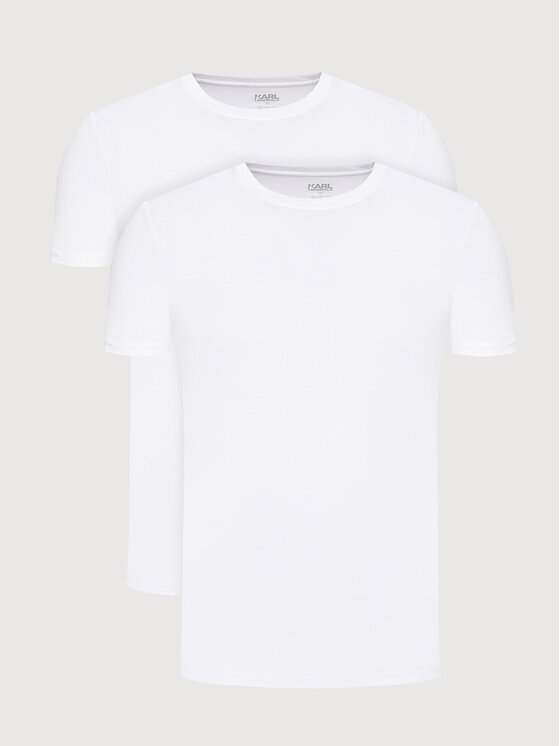 KARL LAGERFELD Komplet 2 t-shirtów Crew Neck 215M2199 Biały Slim Fit