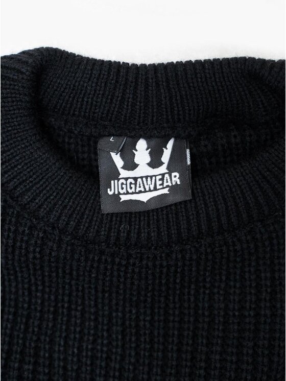 Jigga Wear Jigga Wear Sweter Luźny wygodny 132249 Czarny Regular Fit