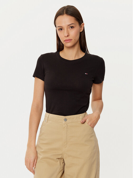 Tommy Jeans Tommy Jeans Marškinėliai DW0DW20459 Juoda Slim Fit