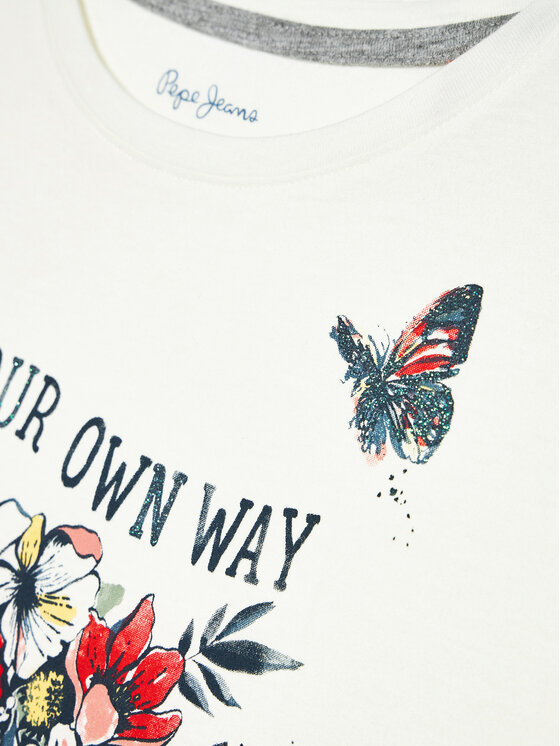 Pepe Jeans Pepe Jeans T-Shirt Celine PG502376 Λευκό Regular Fit