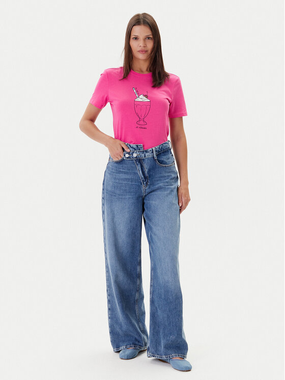 ONLY ONLY Тишърт Fun Life 15349901 Розов Regular Fit