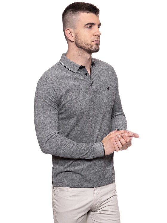 Wrangler Wrangler T-shirt LS POLO Grigio Regular Fit