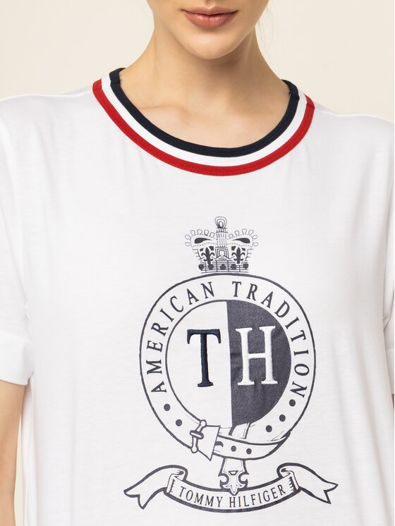 Tommy Hilfiger Tommy Hilfiger T-Shirt Crest WW0WW25611 Biały Regular Fit