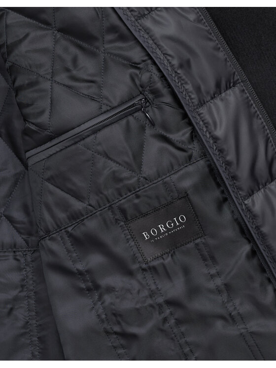 Borgio Borgio Płaszcz wełniany sferro Czarny Slim Fit