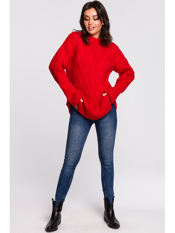 BeWear BeWear Sweter bk038 Czerwony Comfortable Fit