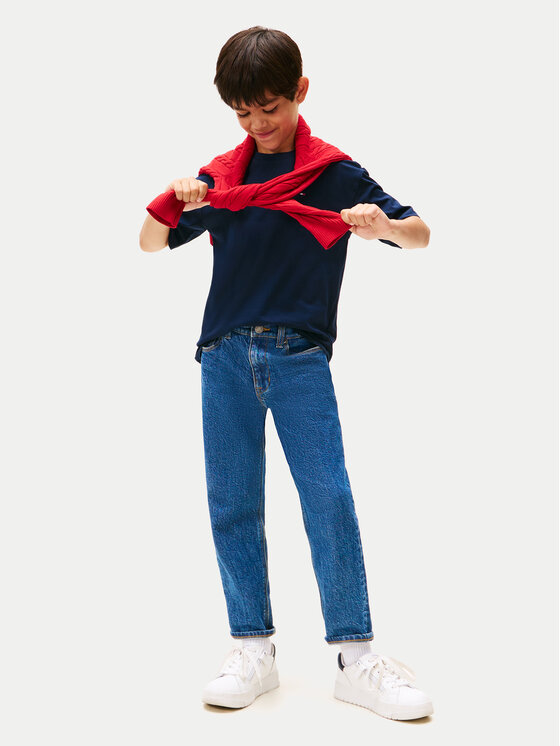 Tommy Hilfiger Tommy Hilfiger Majica Essential Flag KB0KB09646 Mornarsko modra Regular Fit