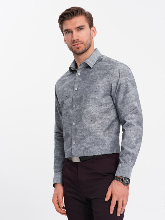 Ombre Ombre Košile OM-SHCS-0157 Šedá Regular Fit