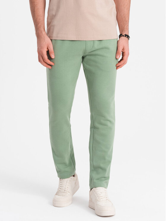 Ombre Ombre Spodnie dresowe OM-PABS-0206 Zielony Regular Fit