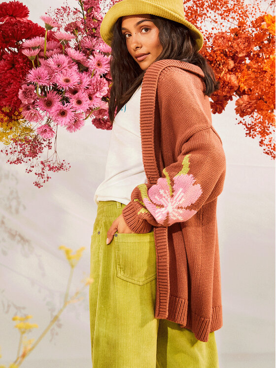 Roxy Roxy Kardigan Hand On Heart Swtr ERJSW03584 Oranž Regular Fit